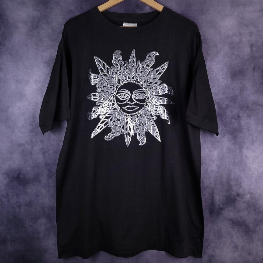 Vintage 80s surf faded 3D puff print southwestern sun Design Zone shirt